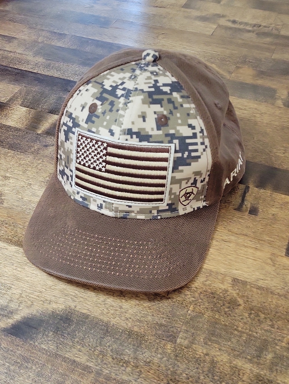 Ariat Brown & Digital Camo American Flag Patch Cap